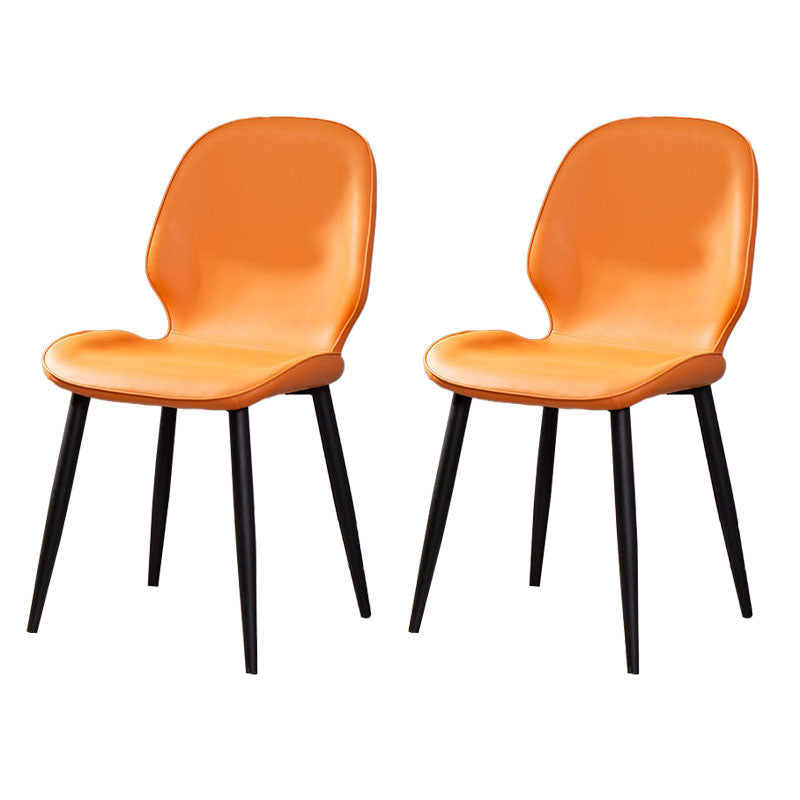 Silla moderna con respaldo sólido, sillas sin brazos con patas de metal para cocina
