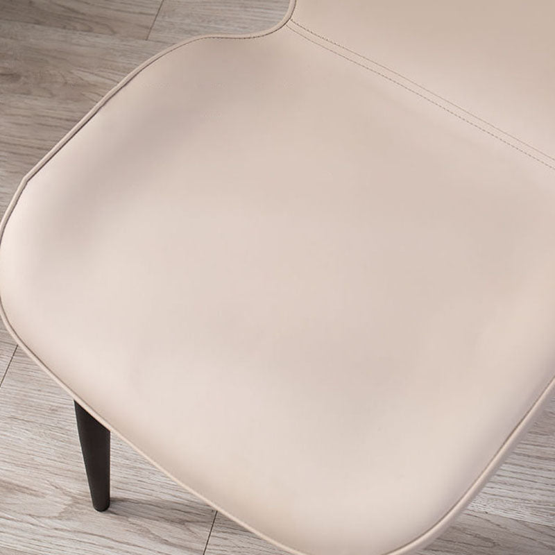 Silla moderna con respaldo sólido, sillas sin brazos con patas de metal para cocina
