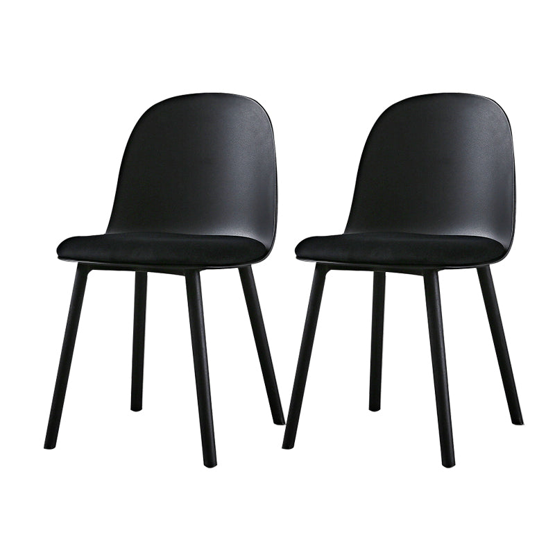 Silla sin brazos de comedor de plástico escandinavo, silla con respaldo sólido para el hogar