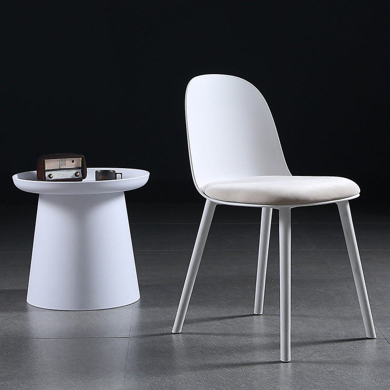 Silla sin brazos de comedor de plástico escandinavo, silla con respaldo sólido para el hogar