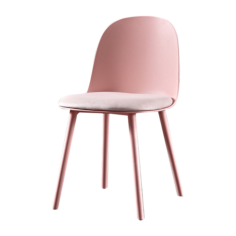 Silla sin brazos de comedor de plástico escandinavo, silla con respaldo sólido para el hogar