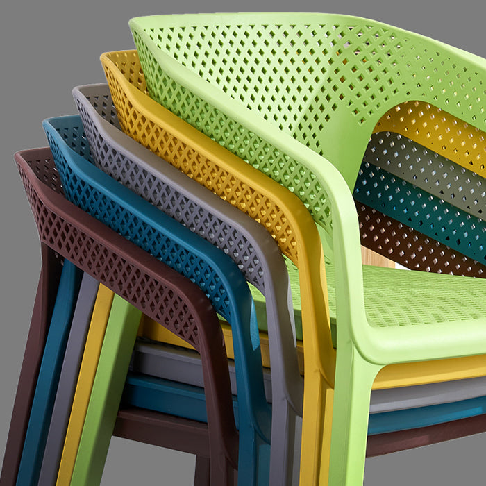 Plastic Scandinavian Dining Kitchen Room Arm Chair Solid Back Chair