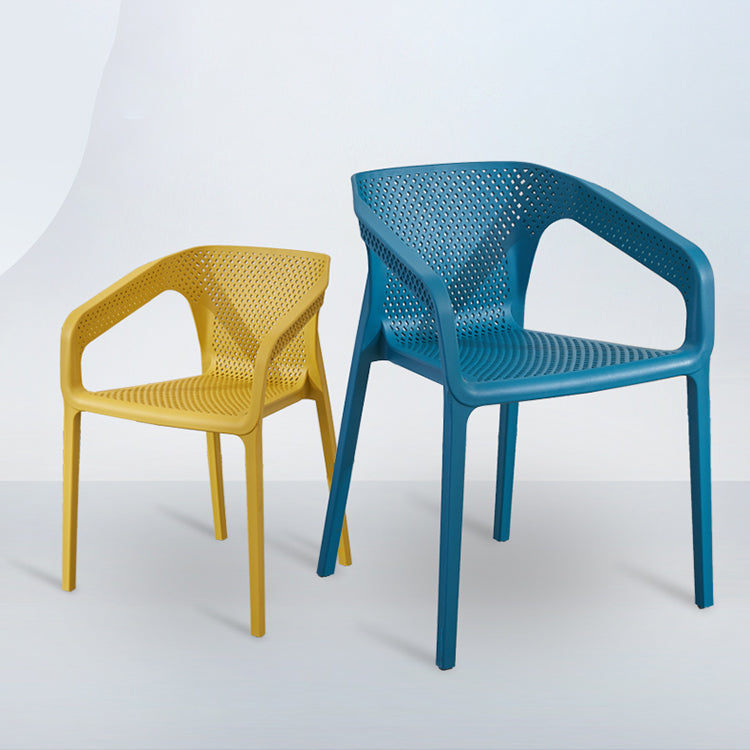 Plastic Scandinavian Dining Kitchen Room Arm Chair Solid Back Chair