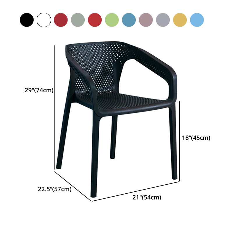 Plastic Scandinavian Dining Kitchen Room Arm Chair Solid Back Chair