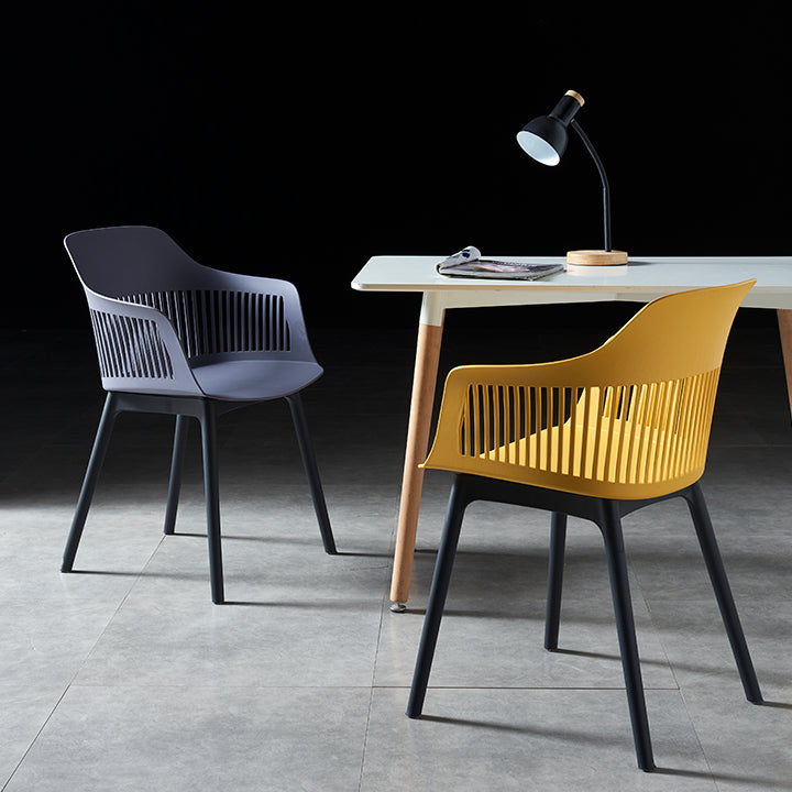 Silla escandinava de plástico para comedor, cocina, sillón con respaldo de listones
