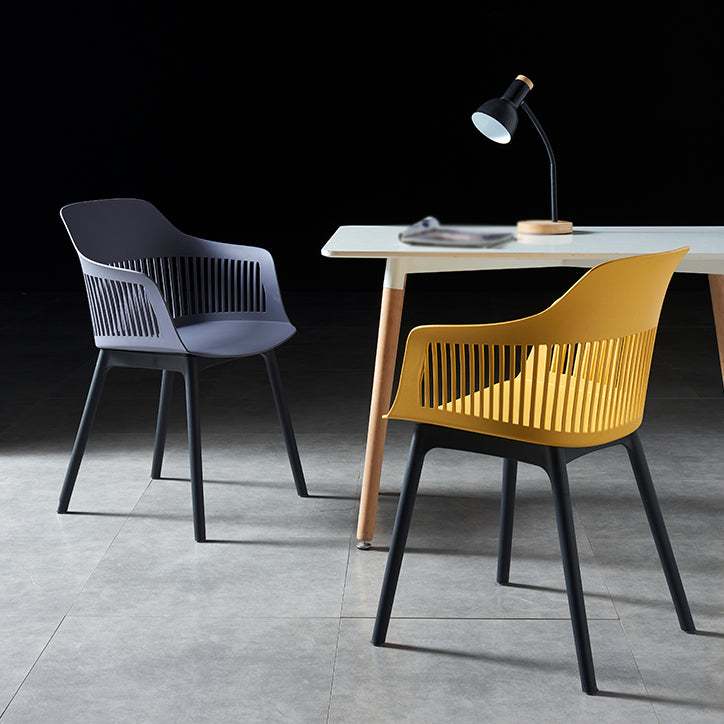 Silla escandinava de plástico para comedor, cocina, sillón con respaldo de listones