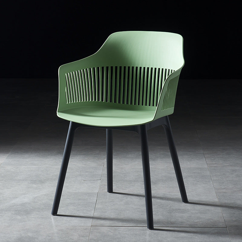 Silla escandinava de plástico para comedor, cocina, sillón con respaldo de listones