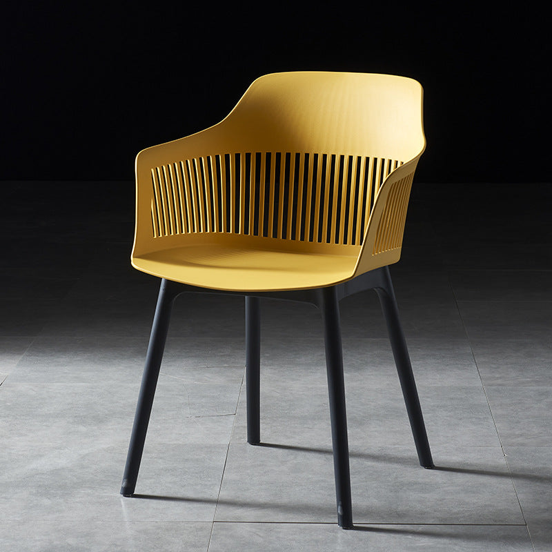 Silla escandinava de plástico para comedor, cocina, sillón con respaldo de listones