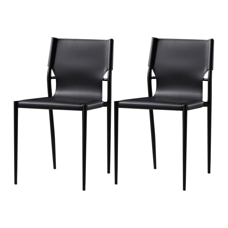 Silla de comedor de cuero de estilo industrial, silla de comedor sin brazos con respaldo sólido