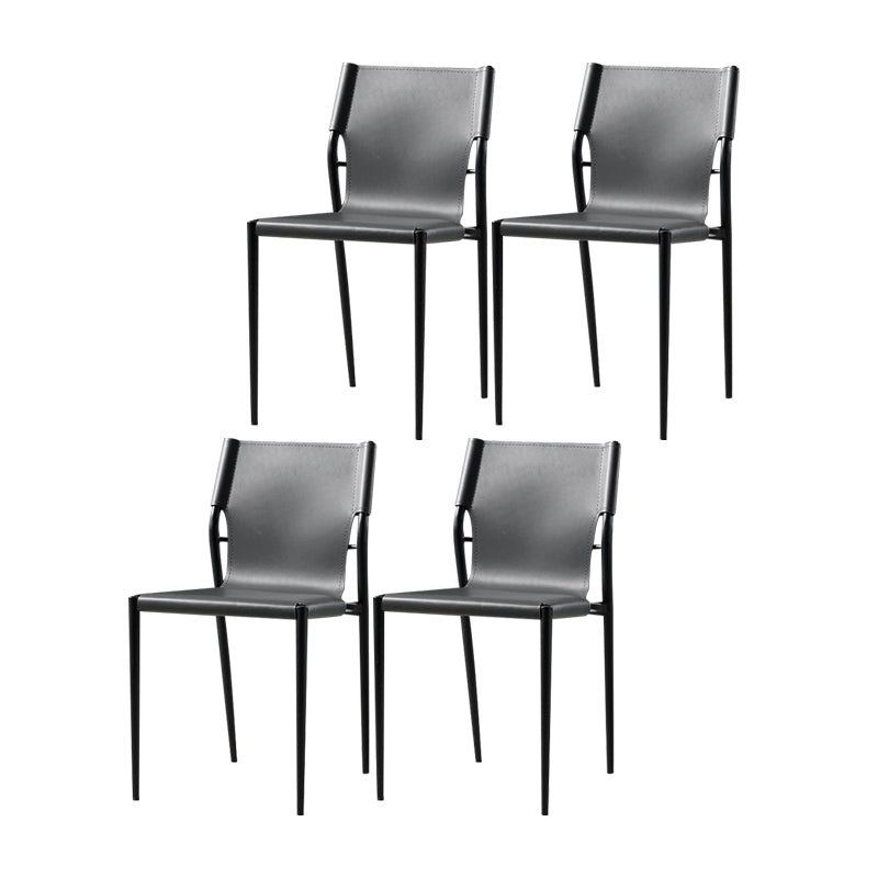 Silla de comedor de cuero de estilo industrial, silla de comedor sin brazos con respaldo sólido