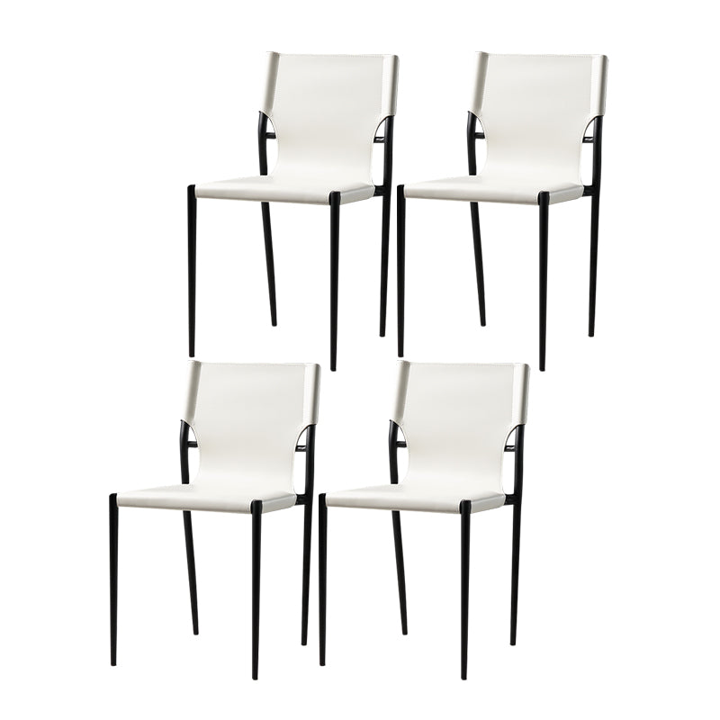 Silla de comedor de cuero de estilo industrial, silla de comedor sin brazos con respaldo sólido