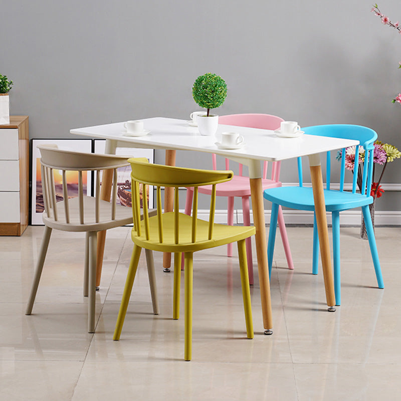 Silla trasera Windsor de estilo moderno, sillones de comedor con patas de plástico para cocina