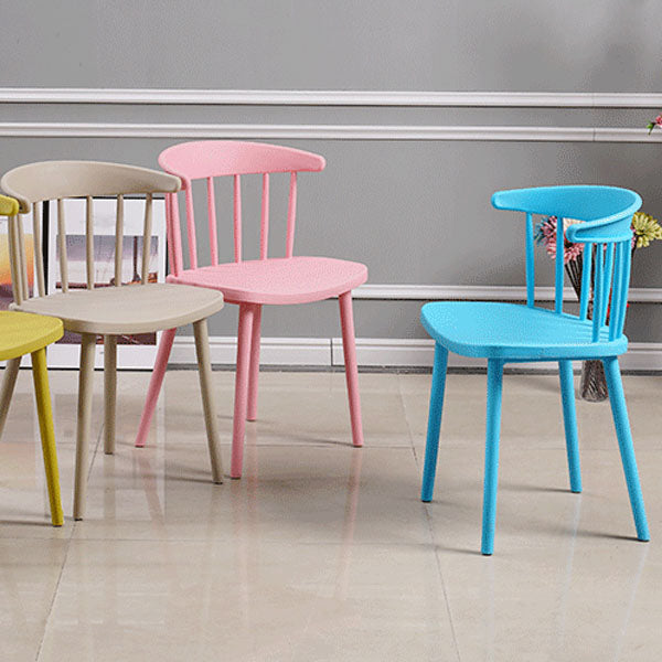 Silla trasera Windsor de estilo moderno, sillones de comedor con patas de plástico para cocina