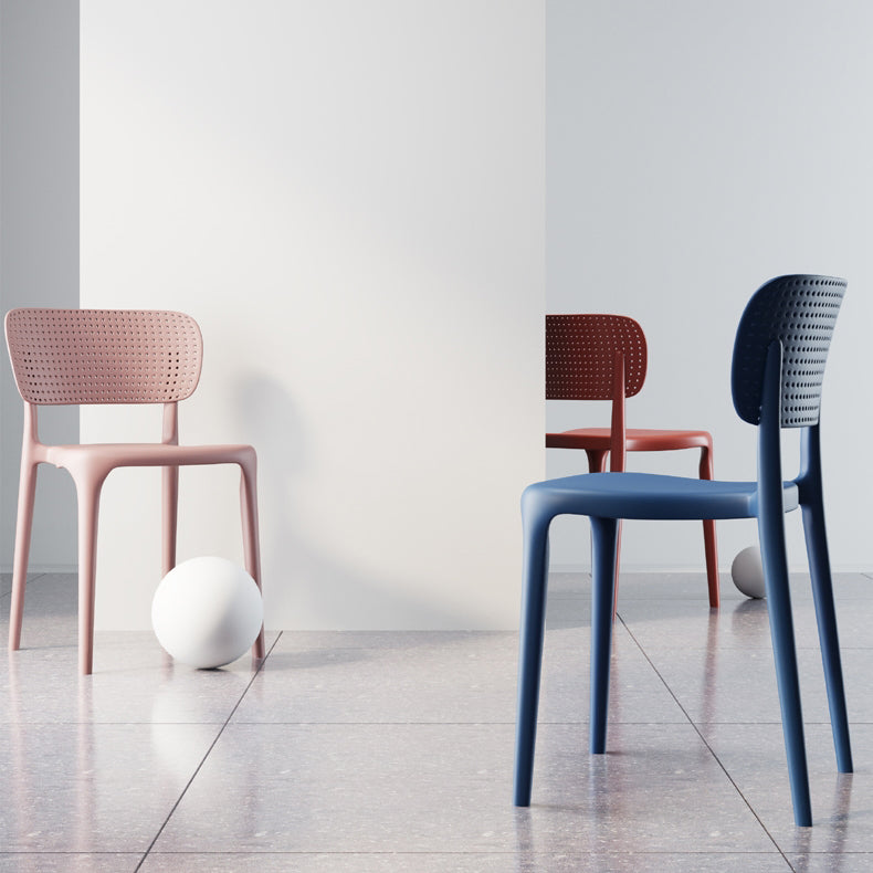 Silla lateral de comedor escandinava de plástico, silla con respaldo abierto de cocina