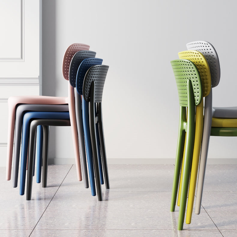 Silla lateral de comedor escandinava de plástico, silla con respaldo abierto de cocina