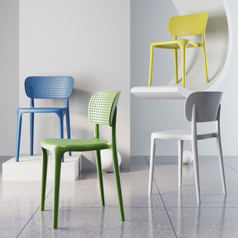 Silla lateral de comedor escandinava de plástico, silla con respaldo abierto de cocina