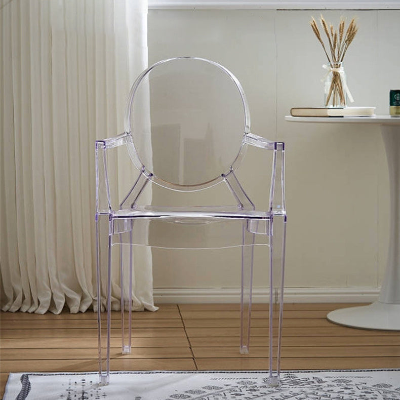 Scandinavian Style Open Back Dining Side Chair Arm Plastic Side Chairs