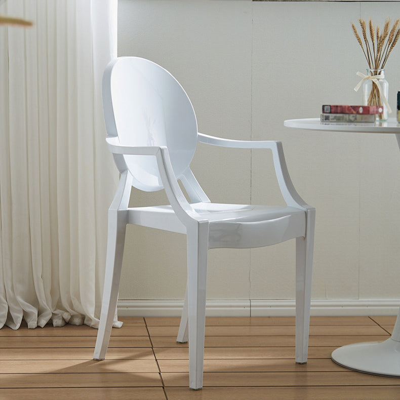 Scandinavian Style Open Back Dining Side Chair Arm Plastic Side Chairs