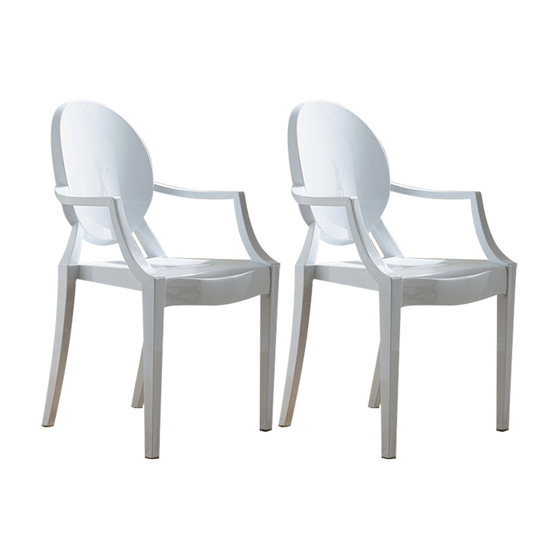 Scandinavian Style Open Back Dining Side Chair Arm Plastic Side Chairs