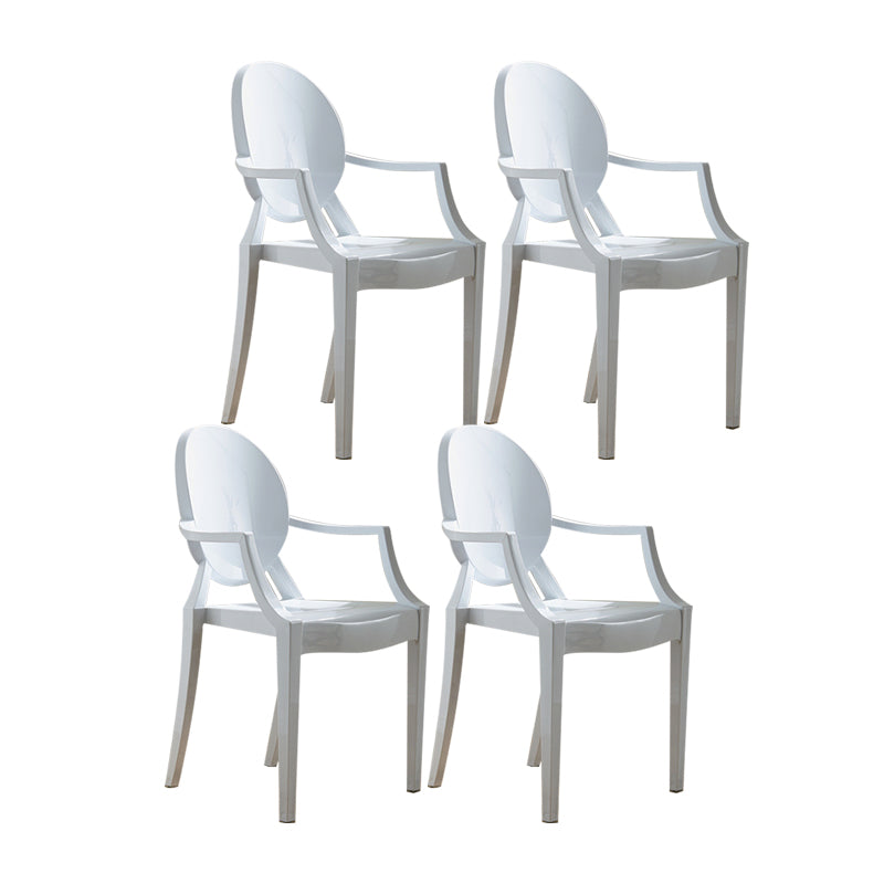 Scandinavian Style Open Back Dining Side Chair Arm Plastic Side Chairs