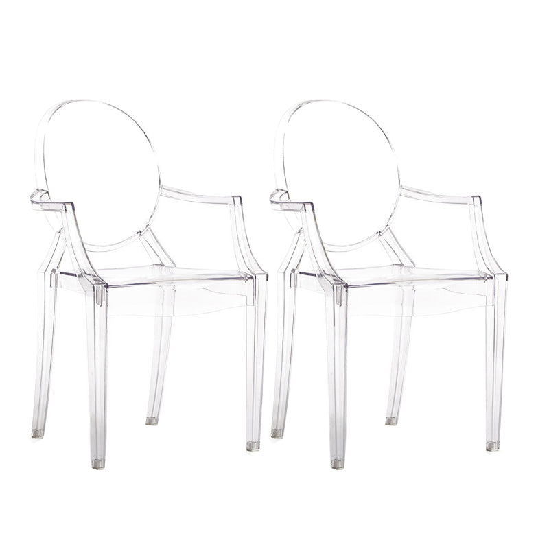 Scandinavian Style Open Back Dining Side Chair Arm Plastic Side Chairs