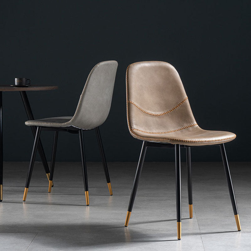 Silla de estilo moderno, silla sin brazos con patas de metal para cocina