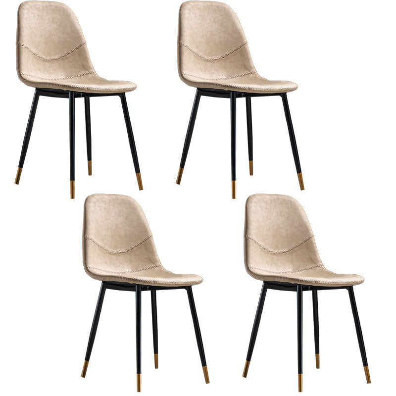 Silla de estilo moderno, silla sin brazos con patas de metal para cocina