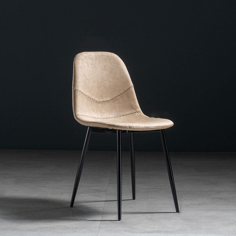 Silla de estilo moderno, silla sin brazos con patas de metal para cocina