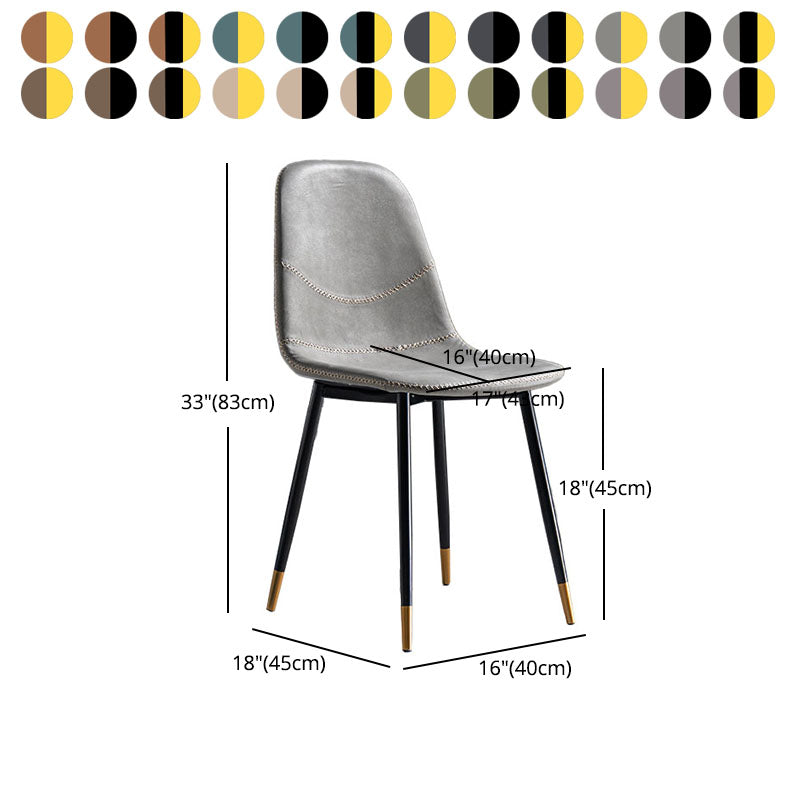 Silla de estilo moderno, silla sin brazos con patas de metal para cocina