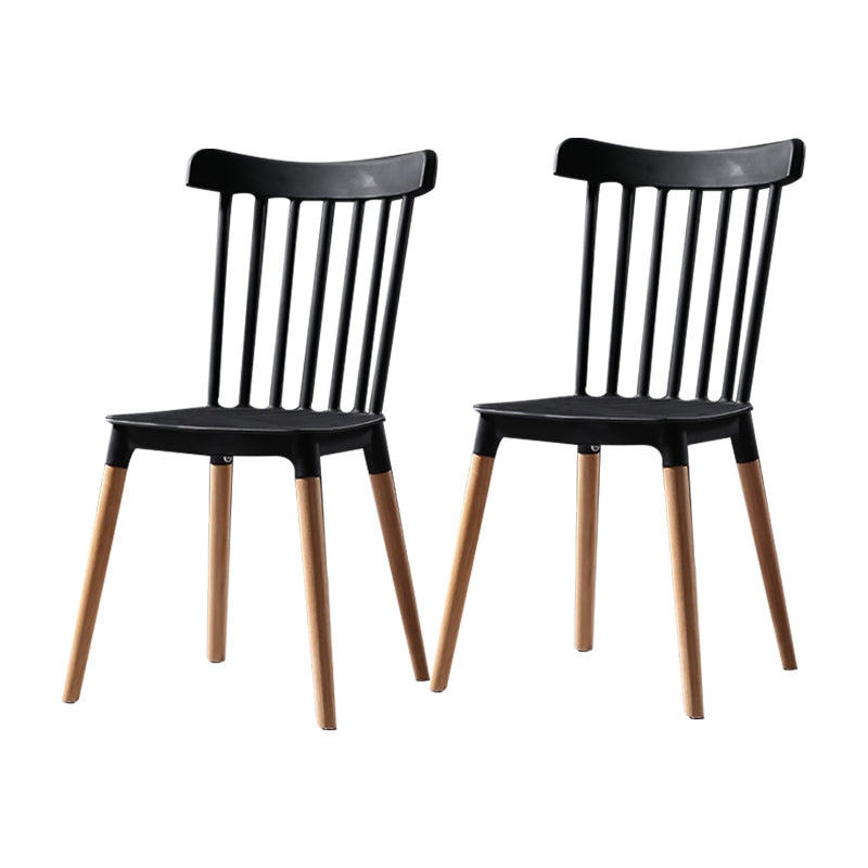 Silla con respaldo de listones de estilo moderno, sillas sin brazos con patas de madera para cocina