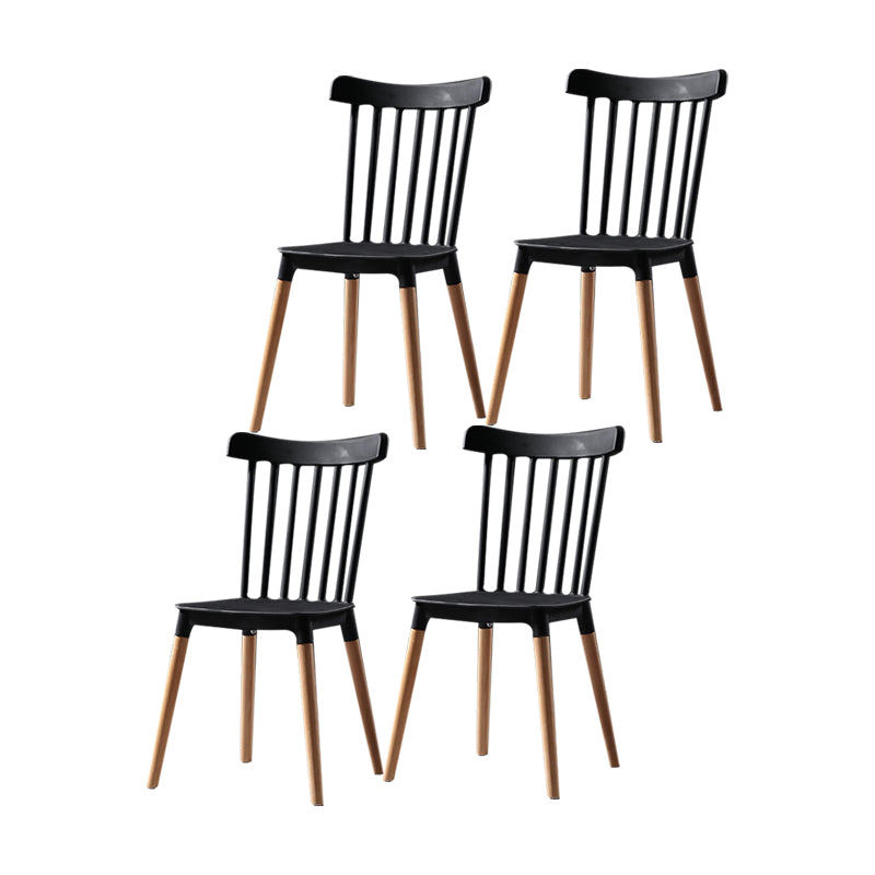 Silla con respaldo de listones de estilo moderno, sillas sin brazos con patas de madera para cocina