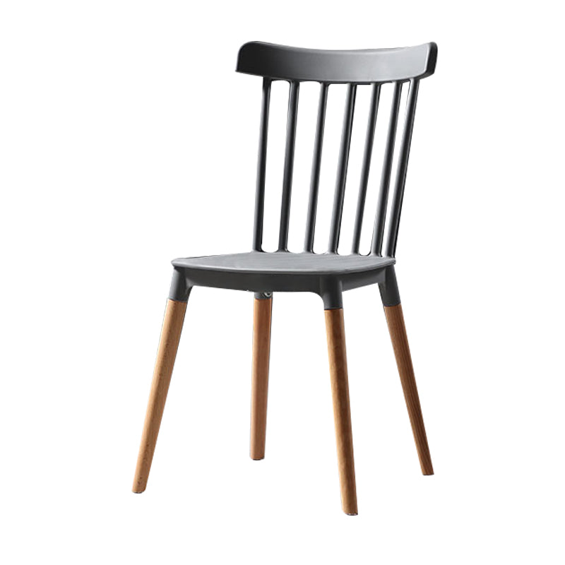 Silla con respaldo de listones de estilo moderno, sillas sin brazos con patas de madera para cocina