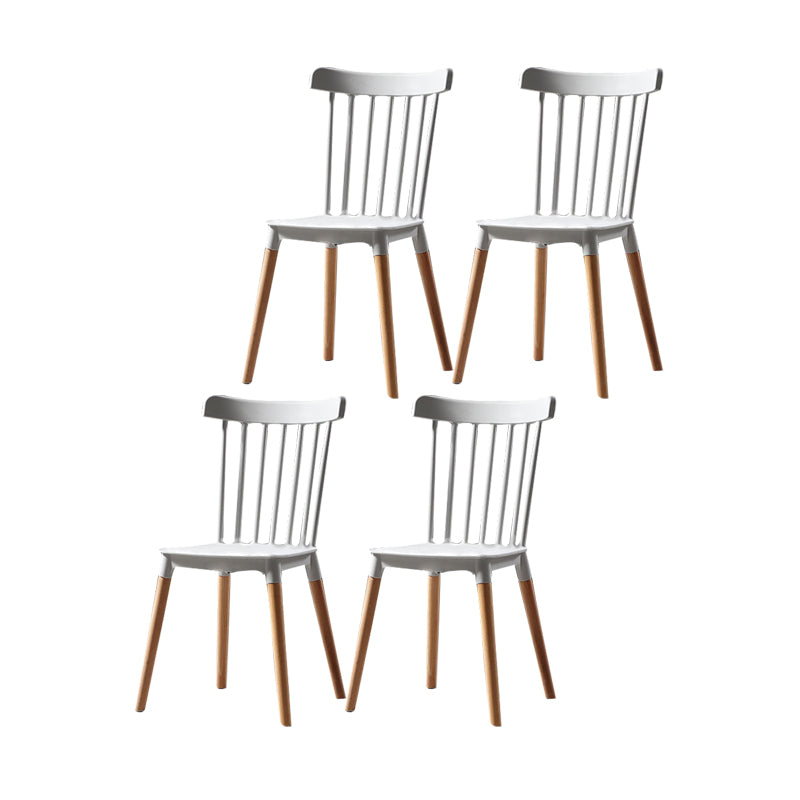 Silla con respaldo de listones de estilo moderno, sillas sin brazos con patas de madera para cocina