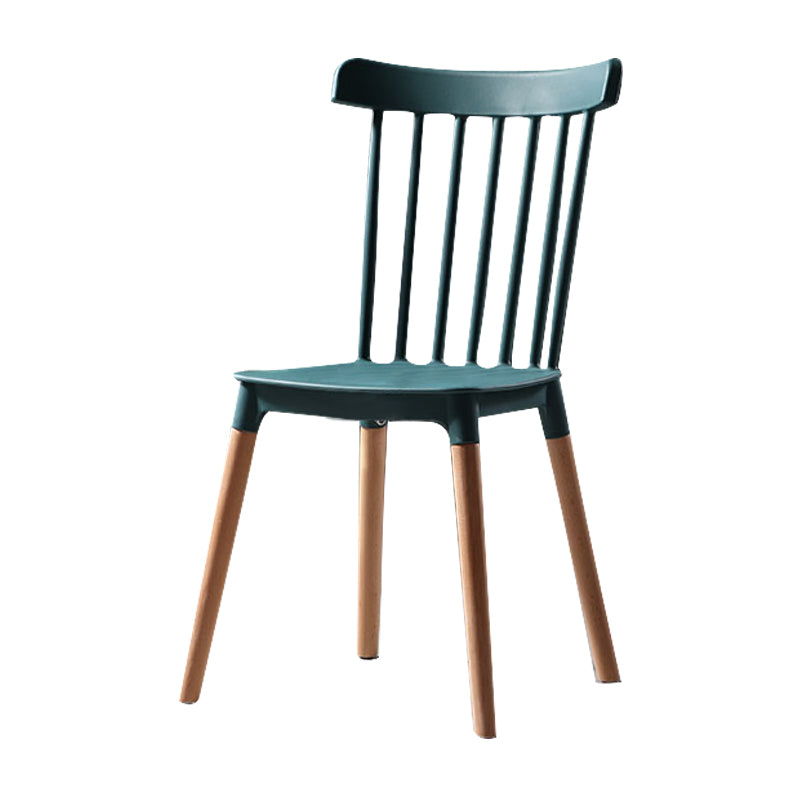 Silla con respaldo de listones de estilo moderno, sillas sin brazos con patas de madera para cocina