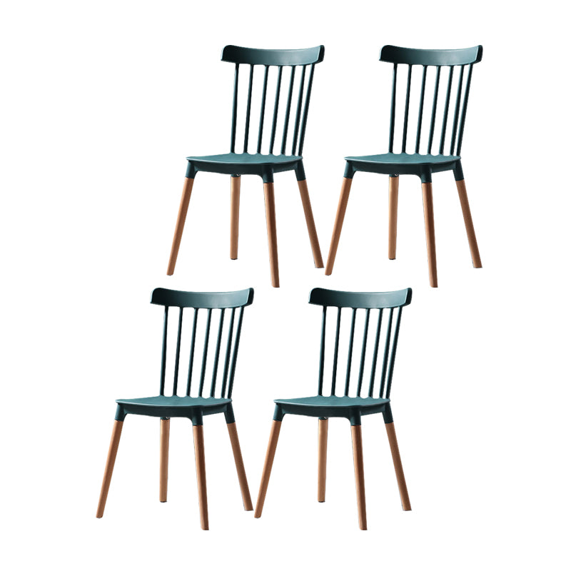 Silla con respaldo de listones de estilo moderno, sillas sin brazos con patas de madera para cocina