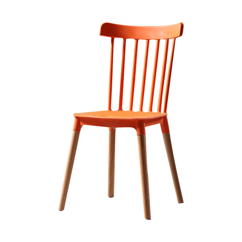 Silla con respaldo de listones de estilo moderno, sillas sin brazos con patas de madera para cocina