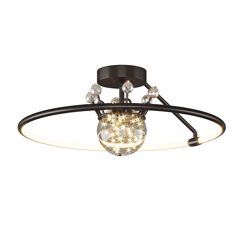 Sphère contemporaine Flush Lightture Metal 2 Lumière Lumière Flushmount Éclairage pour chambre à coucher