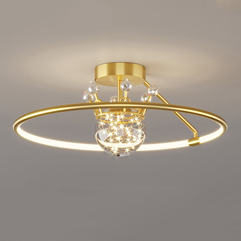 Sphère contemporaine Flush Lightture Metal 2 Lumière Lumière Flushmount Éclairage pour chambre à coucher