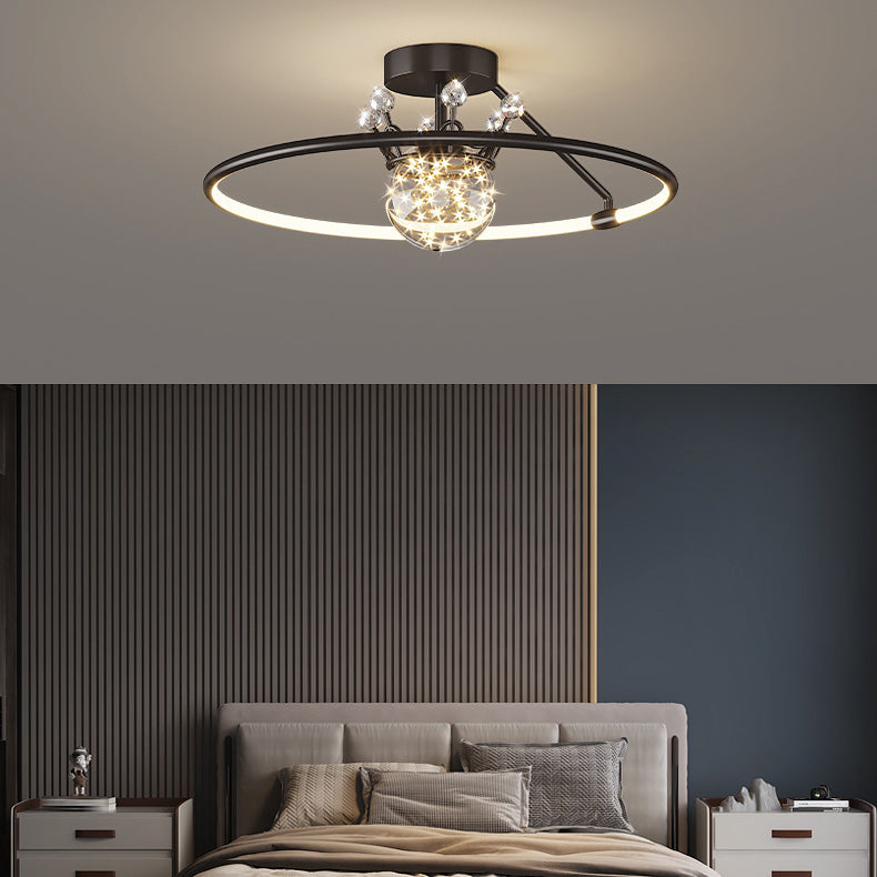 Sphère contemporaine Flush Lightture Metal 2 Lumière Lumière Flushmount Éclairage pour chambre à coucher