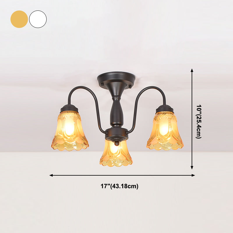 Luz de lámpara de campana decorativa iluminación de vidrio Flushmount en negro para sala de estar