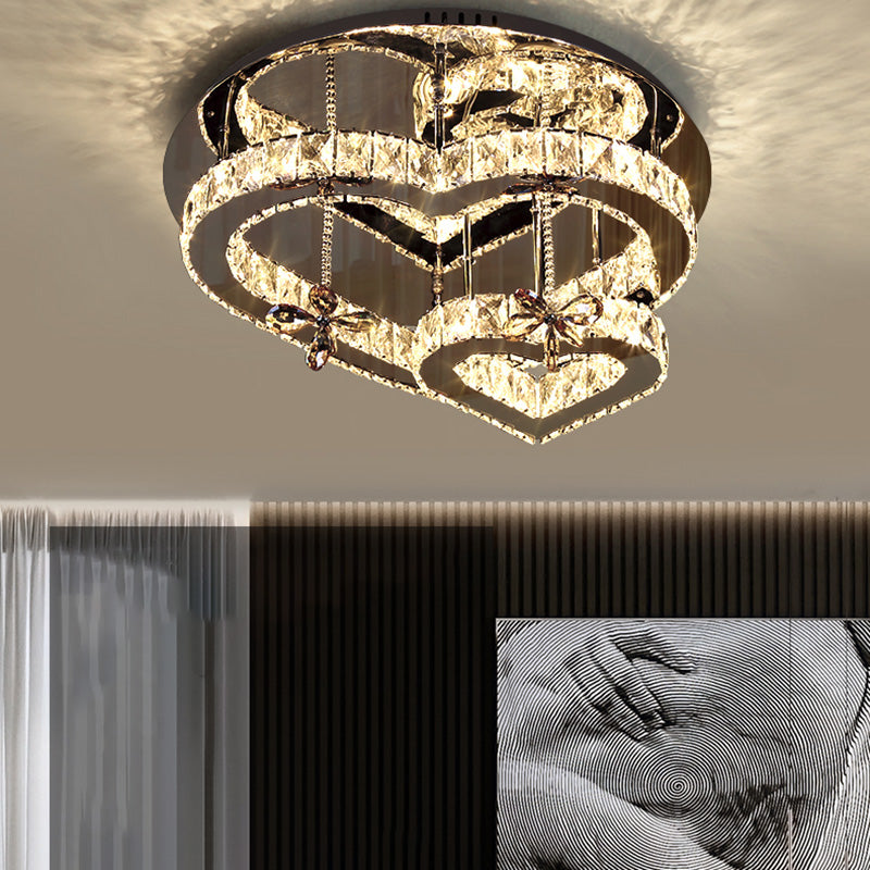 Corazón contemporáneo Flush Lighting Crystal 2 Luz de techo de luz de luz