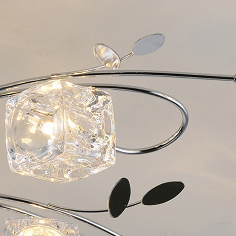 Cube contemporain Flush Lightture Crystal Flush Plafond Light en argent