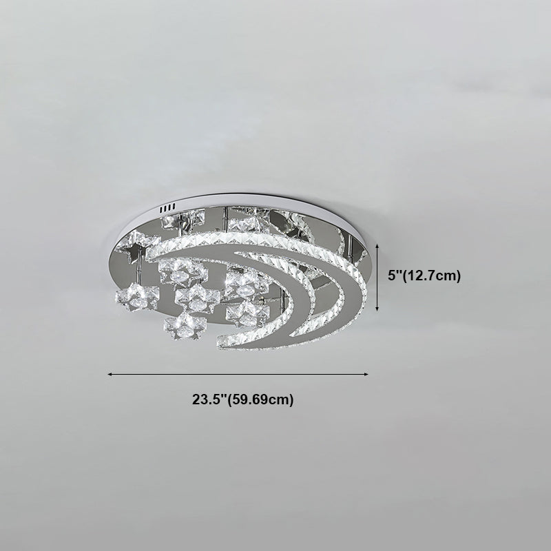 Étoile contemporaine rinter cristal clair à chasse d'eau de plafond en argent