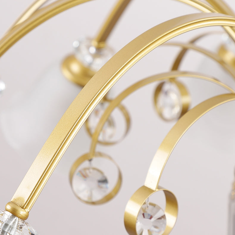 Éclairage de plafond multi-tampon traditionnel à lampe métallique avec une teinte en verre de fleur