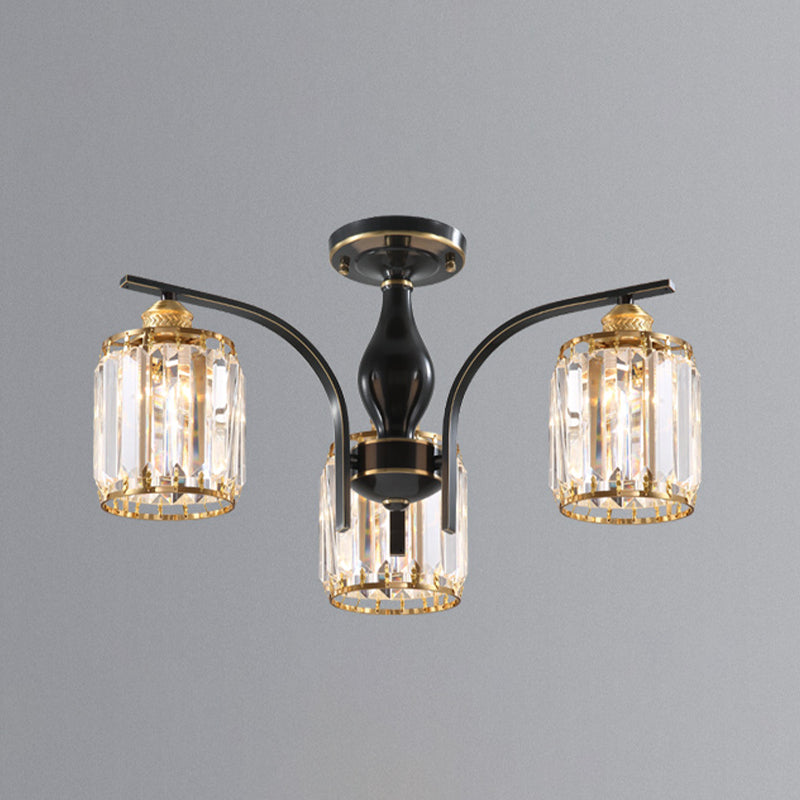 Éclairage de plafond de chambre à coucher multi-tampons moderne de cuivre en cuivre avec nuance en cristal