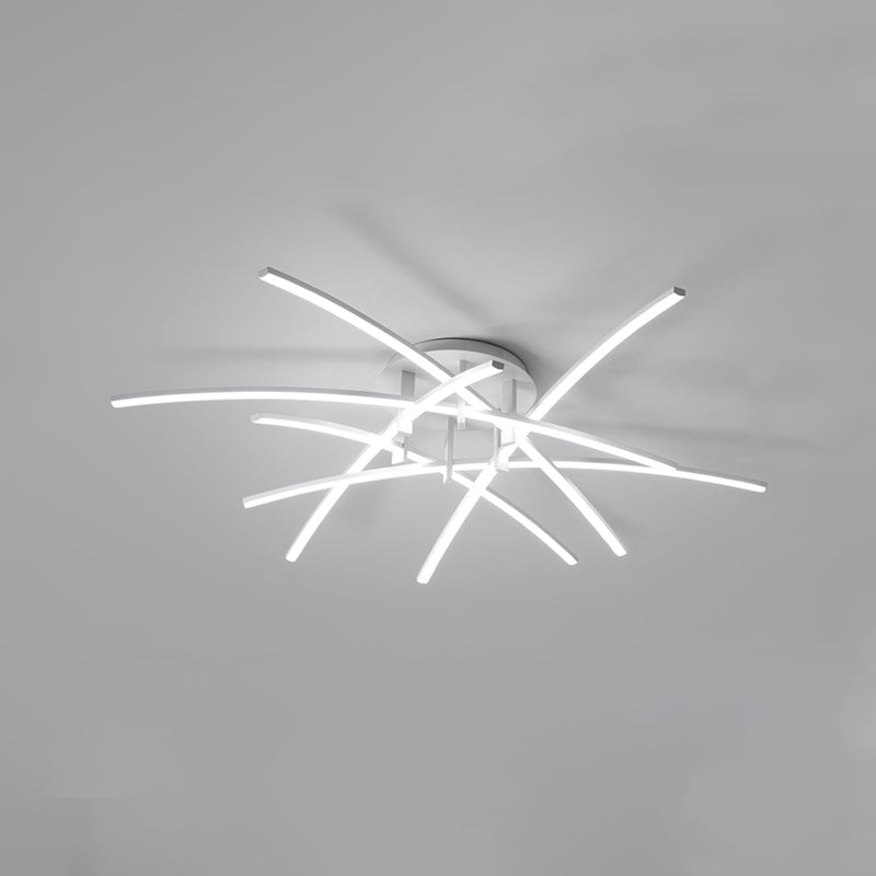 Style simple linéaire Semi Flush Fush Multi-Head Bedroom Plafond Éclairage avec une teinte acrylique