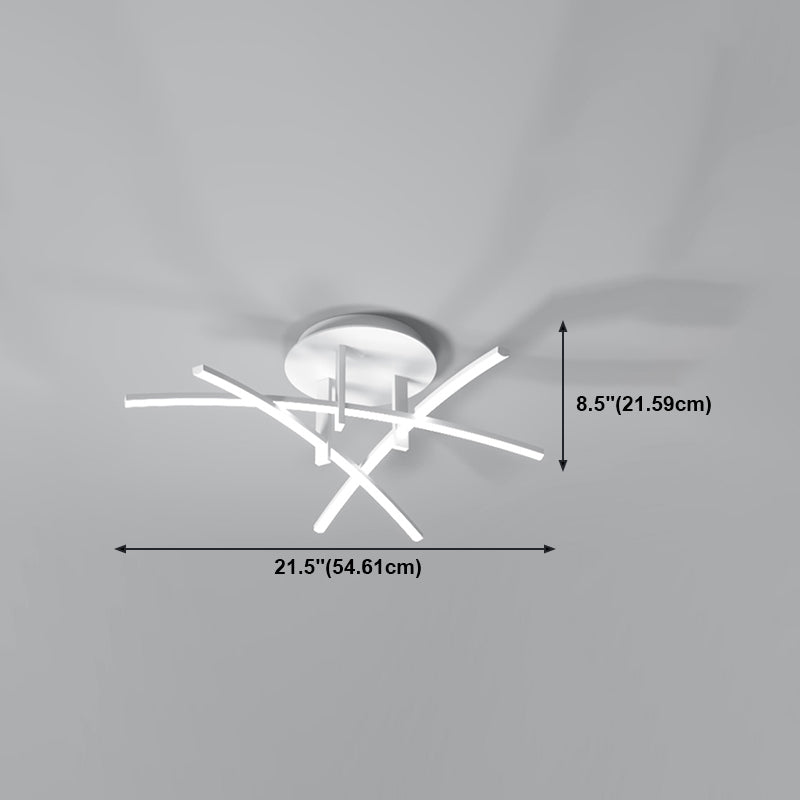 Style simple linéaire Semi Flush Fush Multi-Head Bedroom Plafond Éclairage avec une teinte acrylique