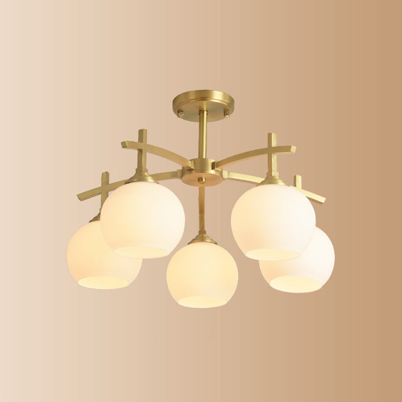 Nordic Messing Deckenleuchte Glasschatten Multi -Licht -Flush -Licht für Wohnzimmer