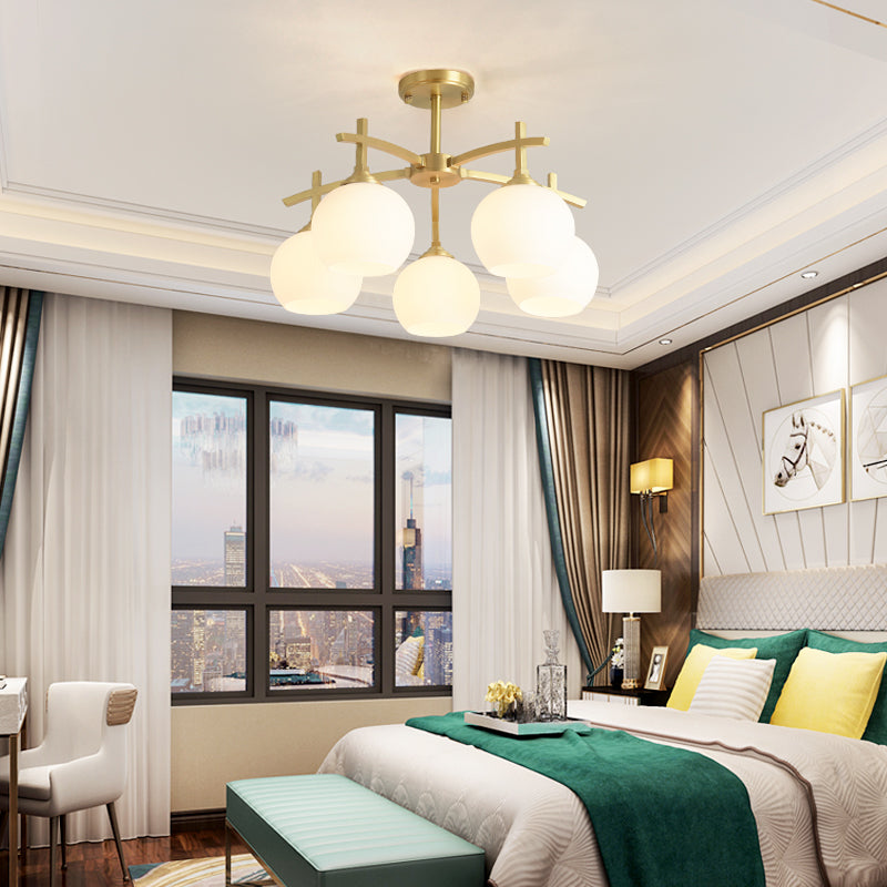 Nordic Messing Deckenleuchte Glasschatten Multi -Licht -Flush -Licht für Wohnzimmer