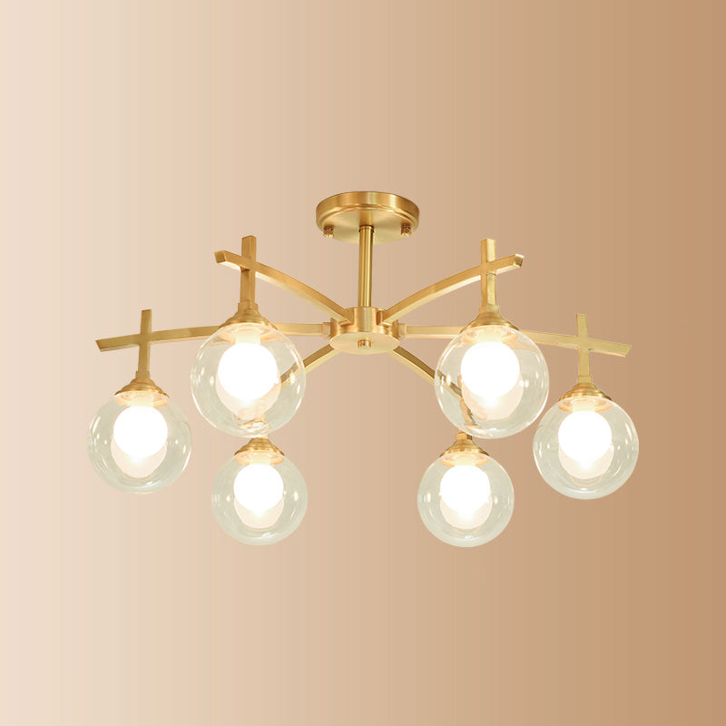 Nordic Messing Deckenleuchte Glasschatten Multi -Licht -Flush -Licht für Wohnzimmer